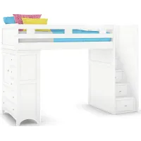 Ivy League 2.0 White Twin Step Loft with Chest