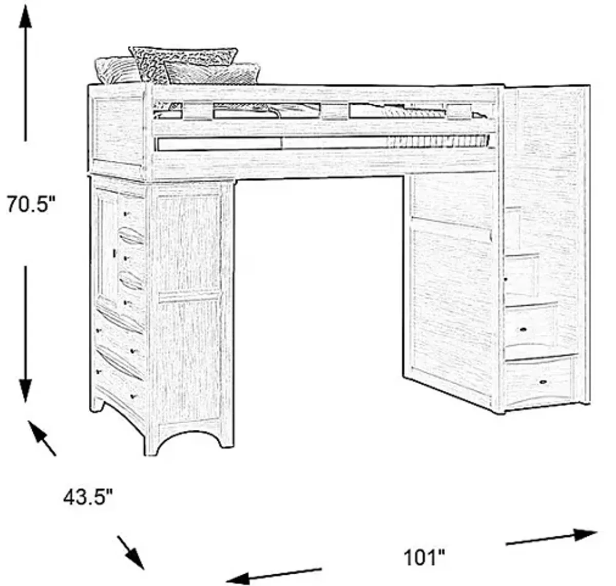 Ivy League 2.0 Walnut Twin Step Loft with Chest