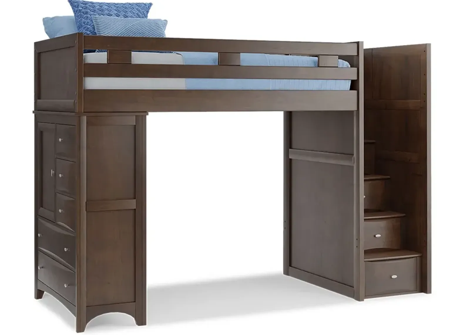 Ivy League 2.0 Walnut Twin Step Loft with Chest