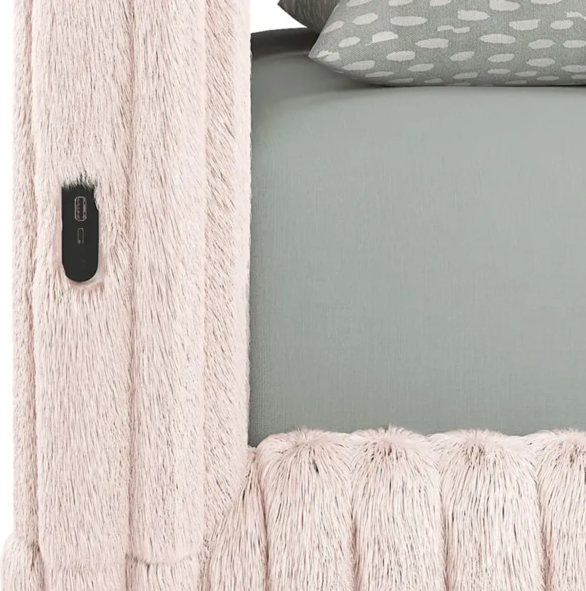 Kids Vivien Wirebrush Gray Bedroom with Charlize Pink Twin Upholstered Bed