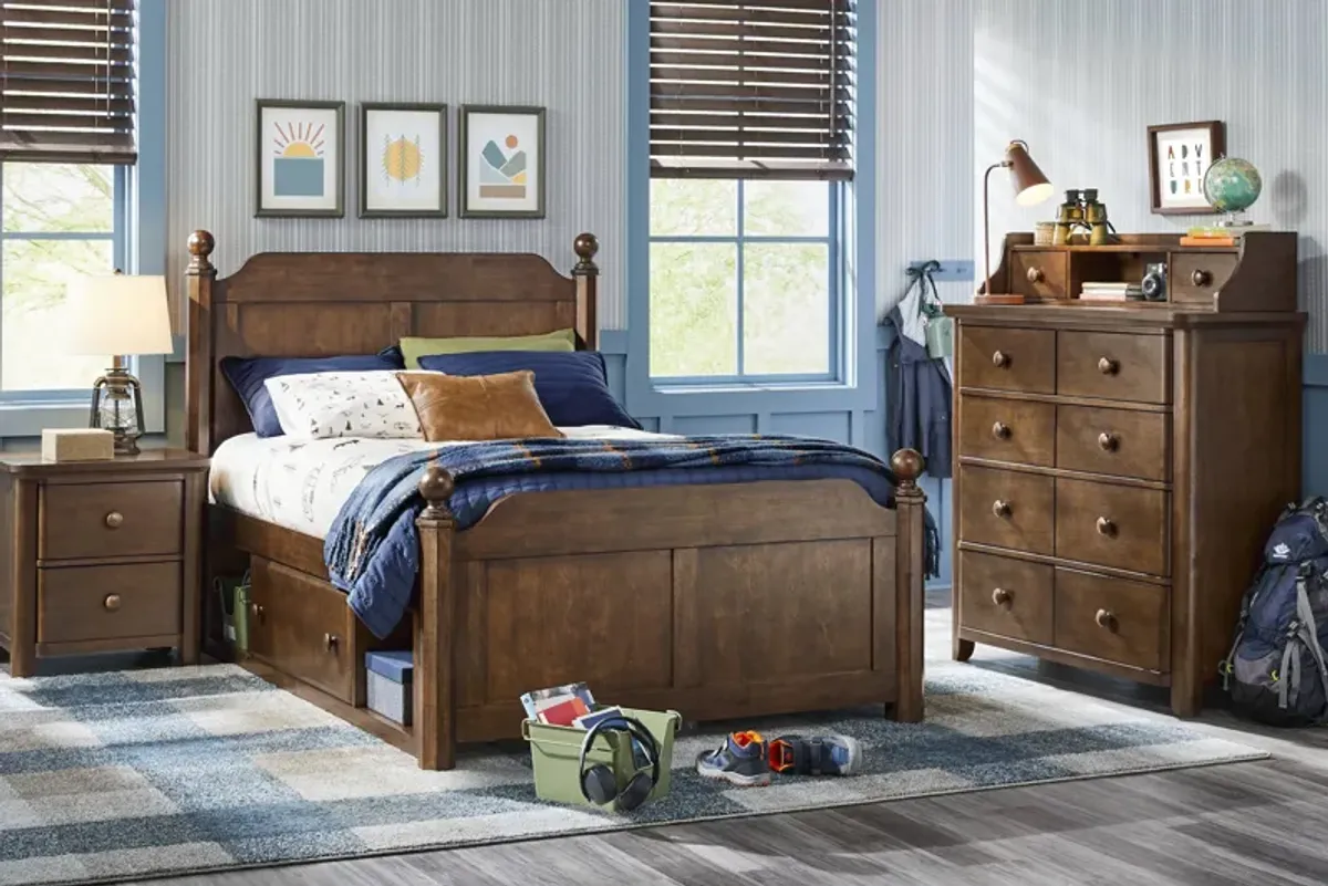 Kids South Bend Brown Cherry Full Poster Bedroom