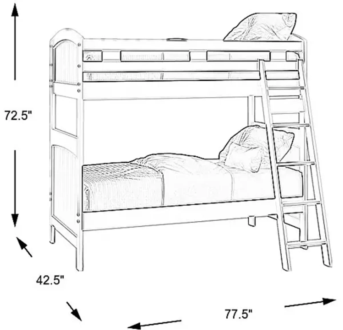 Kids Cottage Colors White Twin/Twin Bunk Bed