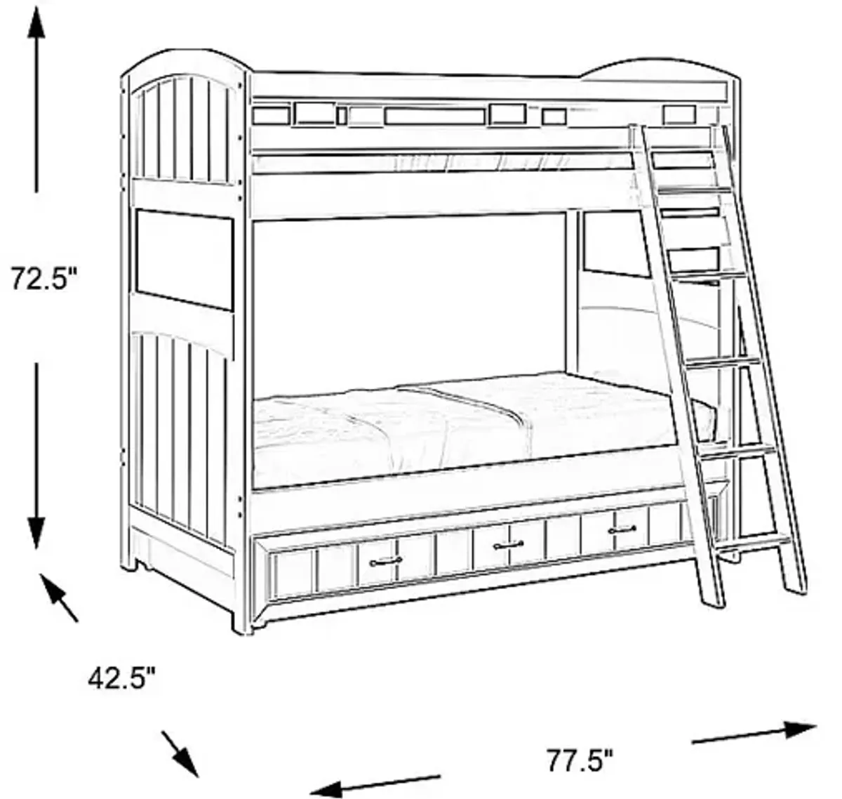 Kids Cottage Colors Black Twin/Twin Bunk Bed