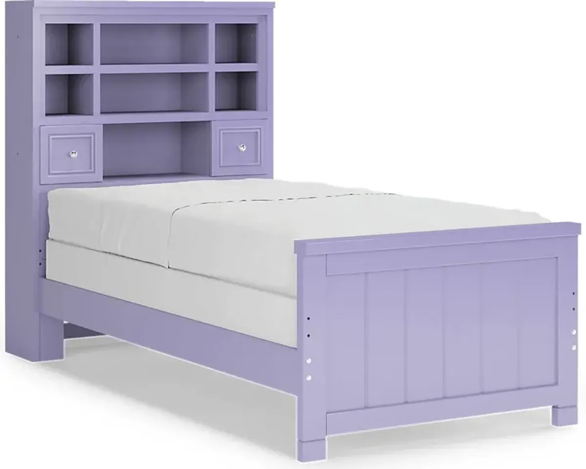 Kids Cottage Colors Lavender 5 Pc Twin Bookcase Bedroom