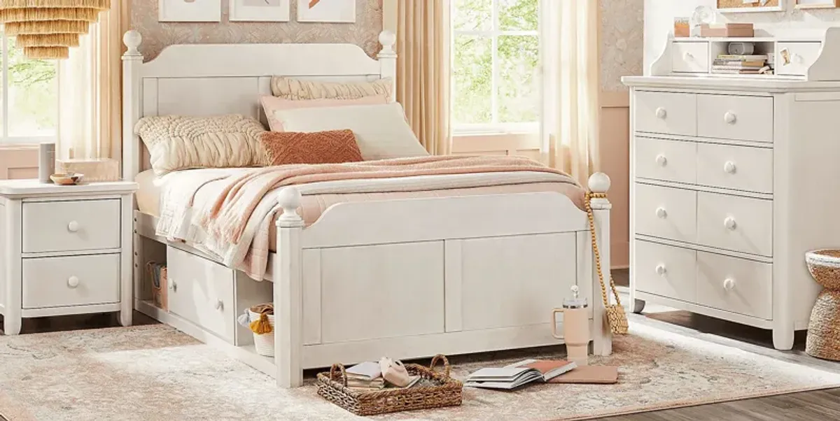 Kids South Bend Washed White 5 Pc Full Poster Bedroom