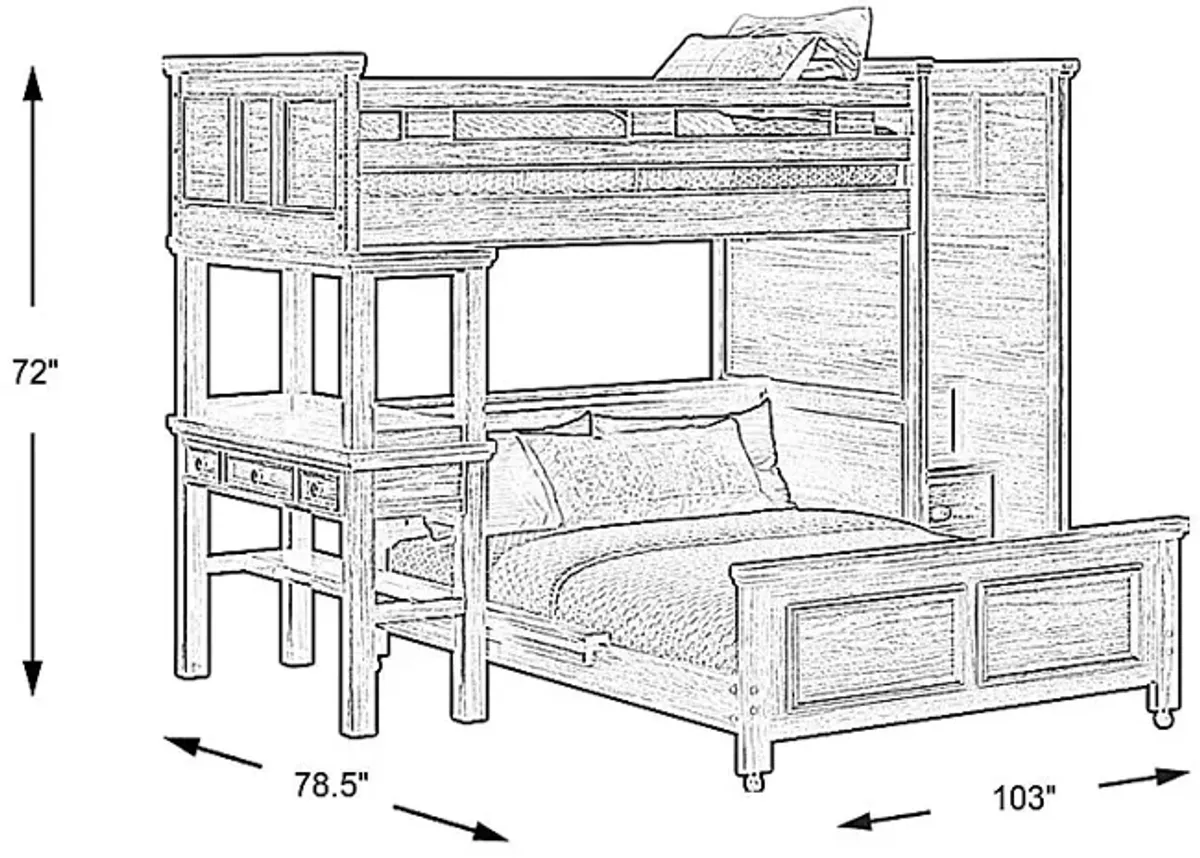 Kids Canyon Lake Java Twin/Full Step Loft with Desk