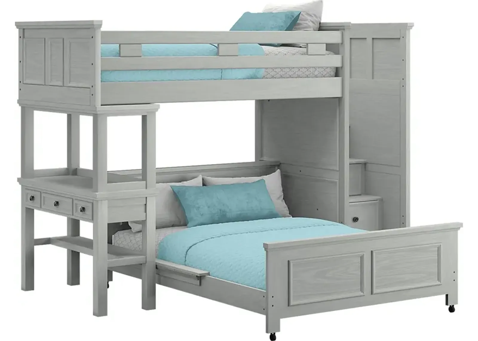 Kids Canyon Lake Ash Gray Twin/Full Step Loft with Desk