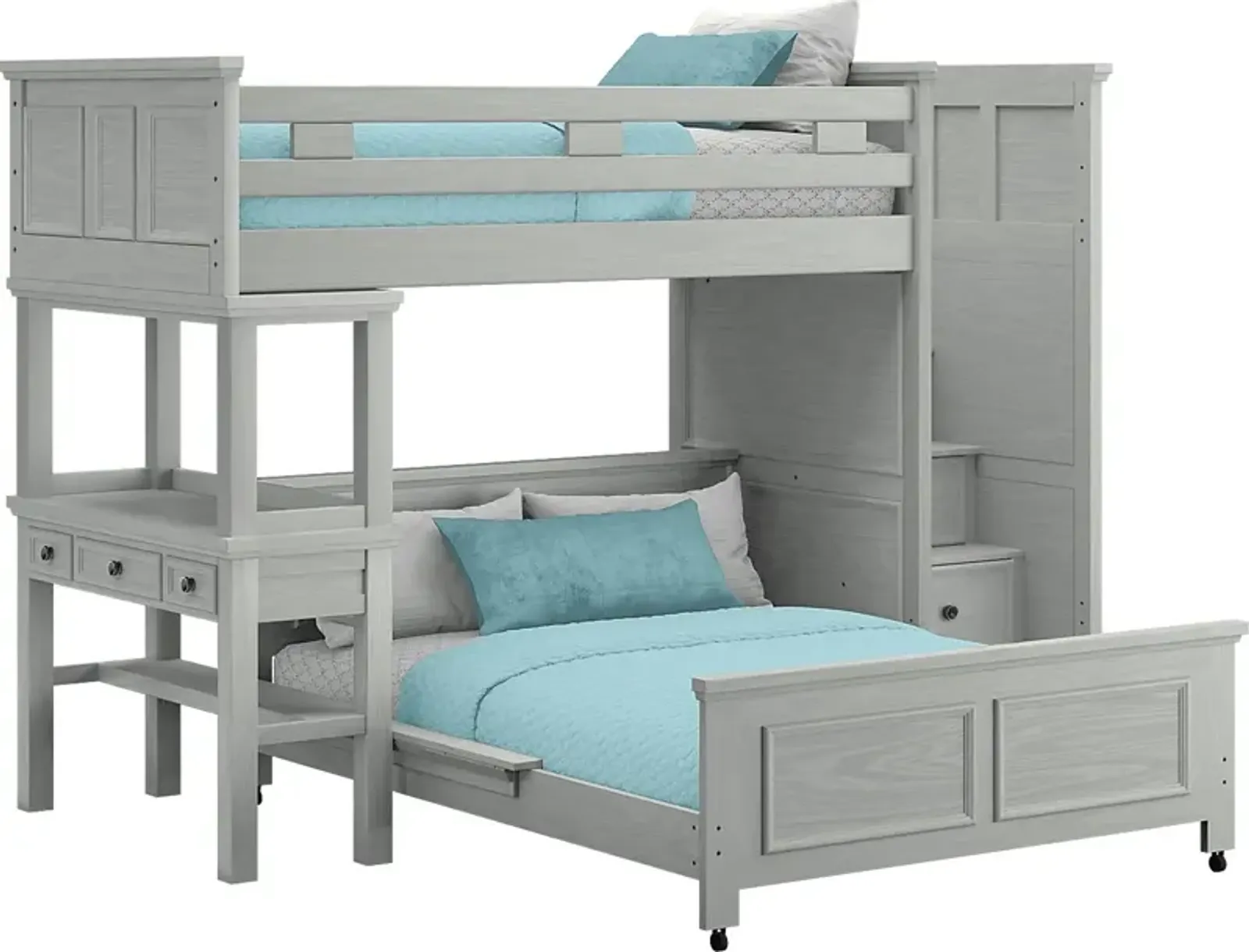 Kids Canyon Lake Ash Gray Twin/Full Step Loft with Desk