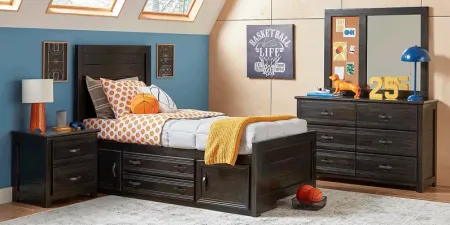 Kids Creekside 2.0 Charcoal 5 Pc Twin Panel Bedroom with Storage