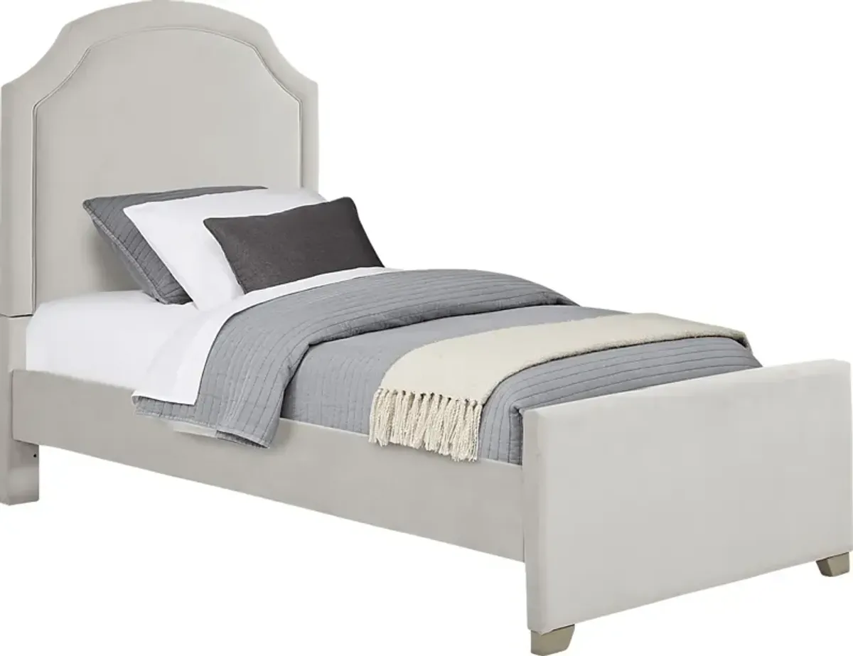 Kids Hilton Head White 5 Pc Bedroom with Dakotah Gray Twin Upholstered Bed