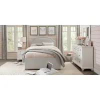 Kids Hilton Head White 5 Pc Bedroom with Dakotah Gray Twin Upholstered Bed