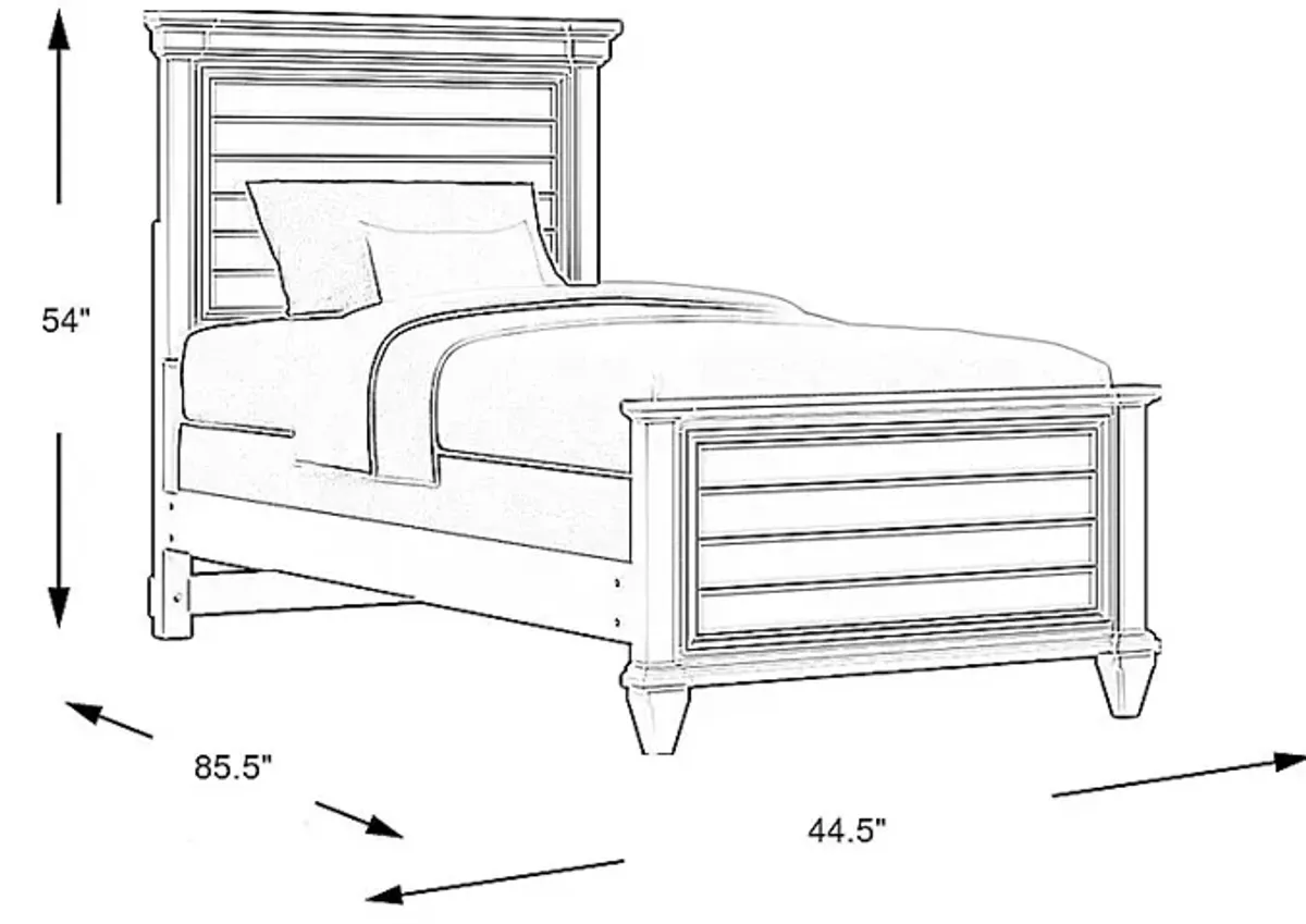 Kids Hilton Head Gray 3 Pc Twin XL Panel Bed