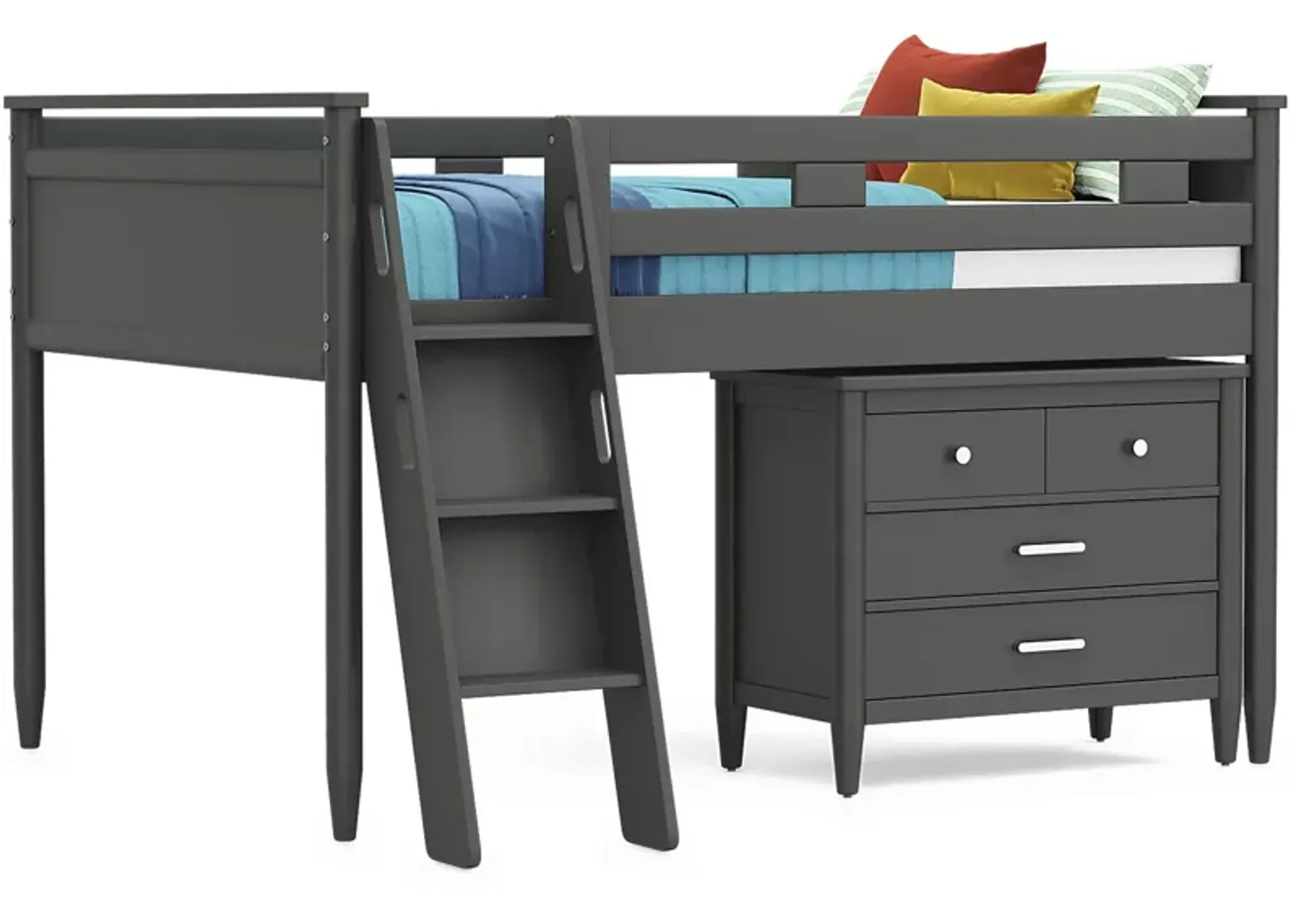 Kids Modern Colors Iron Ore Full Loft with Loft Chest