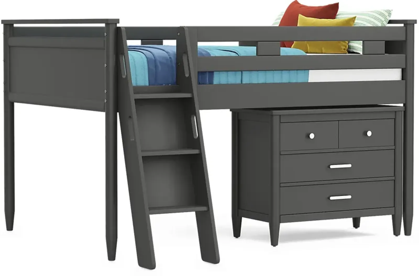 Kids Modern Colors Iron Ore Full Loft with Loft Chest