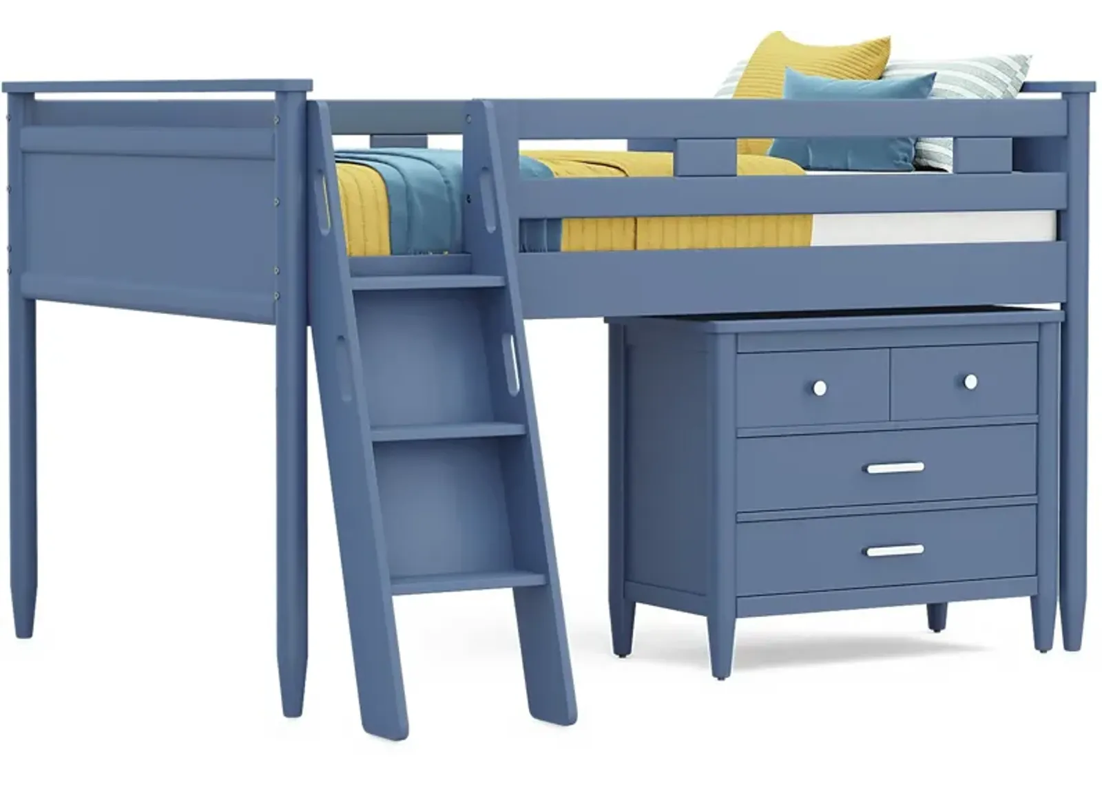 Kids Modern Colors Slate Blue Full Loft with Loft Chest