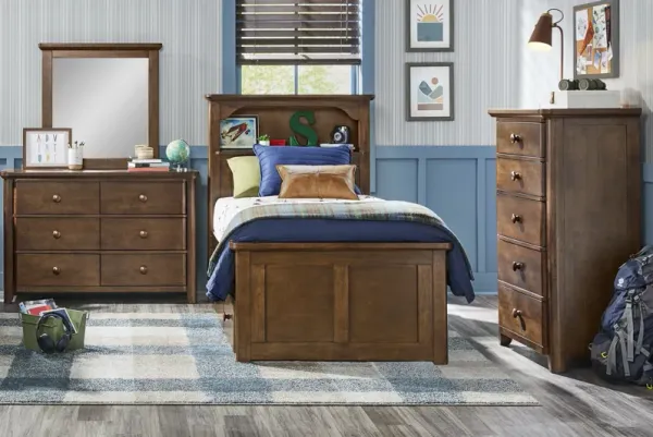 Kids South Bend Brown Cherry Twin Bookcase Bedroom