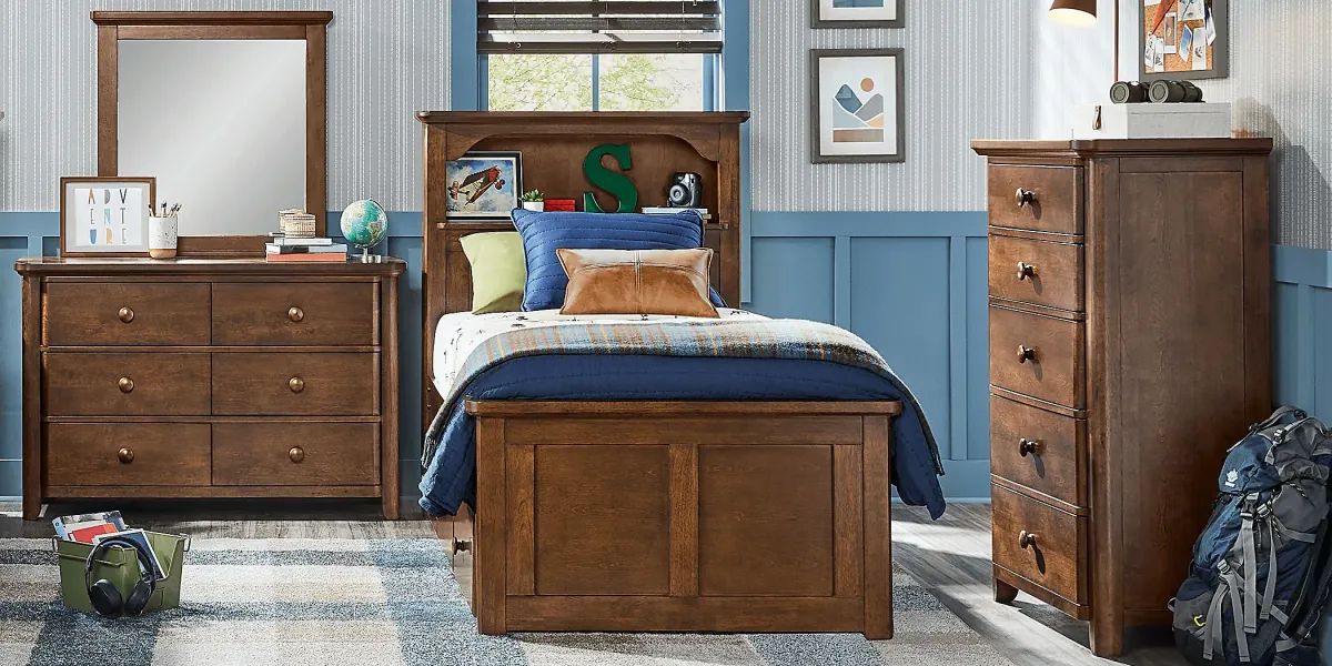 Kids South Bend Brown Cherry Twin Bookcase Bedroom