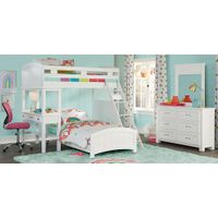 Kids Cottage Colors White Twin/Twin Loft Bunk Bed with Desk