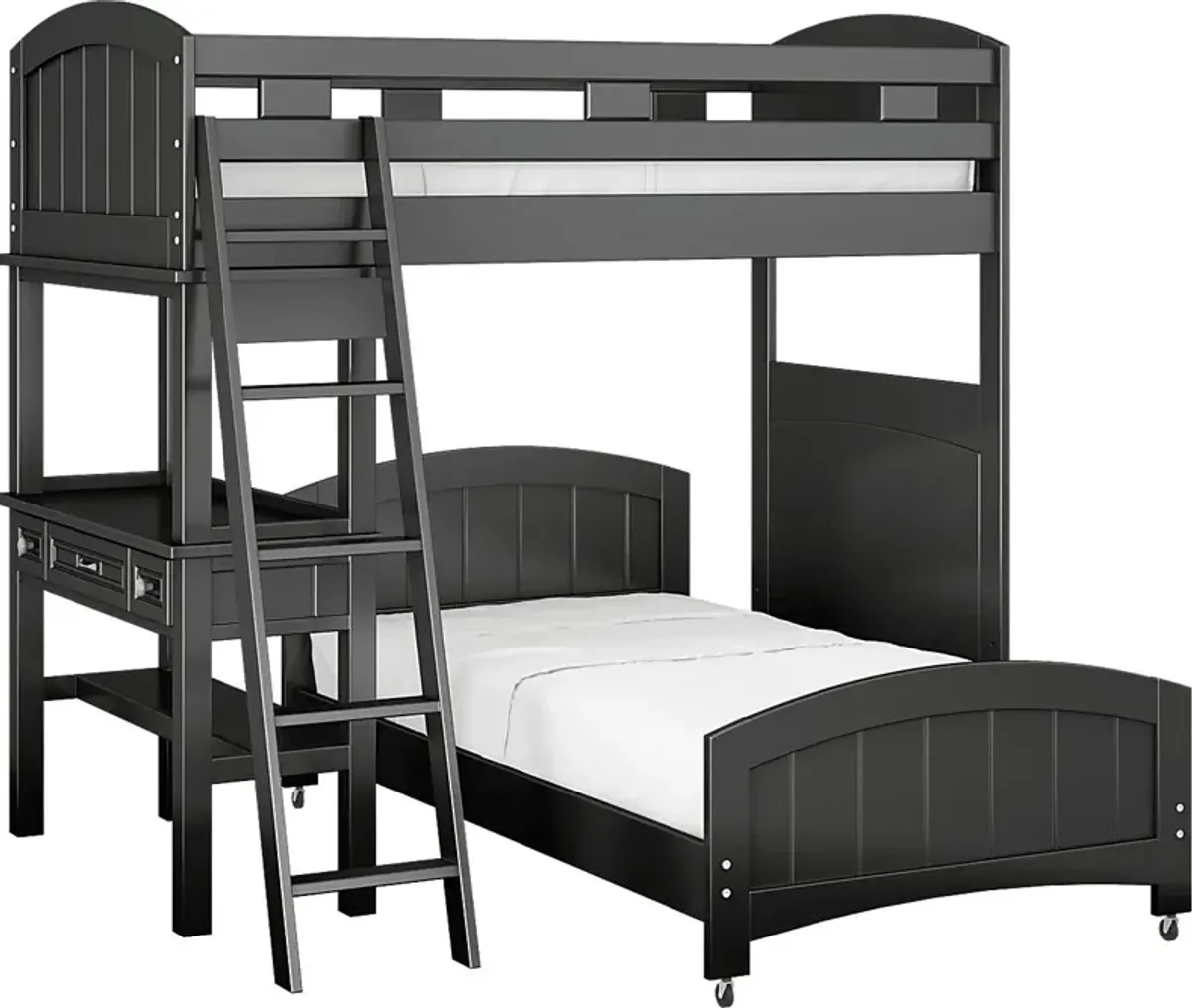 Kids Cottage Colors Black Twin/Twin Loft Bunk Bed with Desk