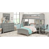 Kids Cottage Colors Gray Twin/Twin Loft Bunk Bed with Desk