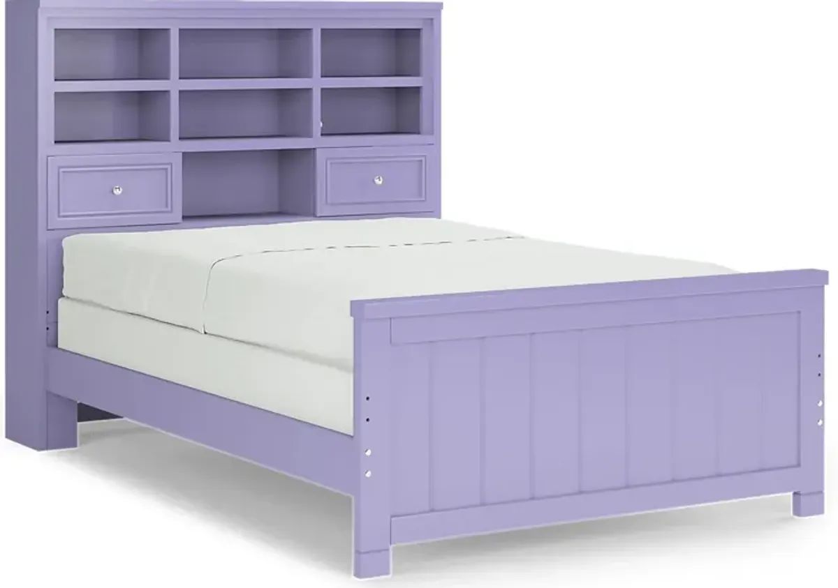 Kids Cottage Colors Lavender 5 Pc Full Bookcase Bedroom