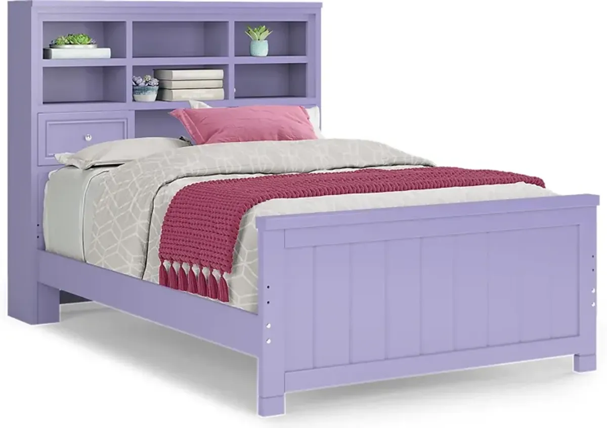 Kids Cottage Colors Lavender 5 Pc Full Bookcase Bedroom