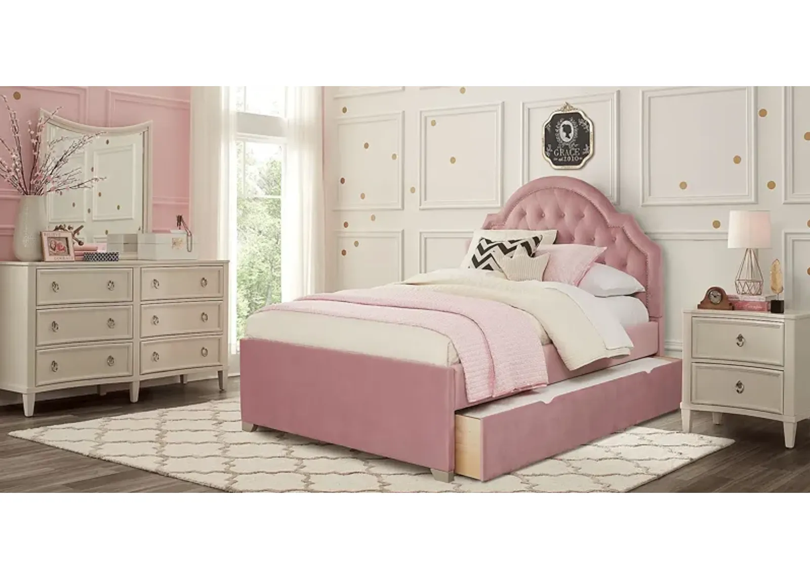 Kids Jaclyn Place Ivory 5 Pc Twin Upholstered Bedroom