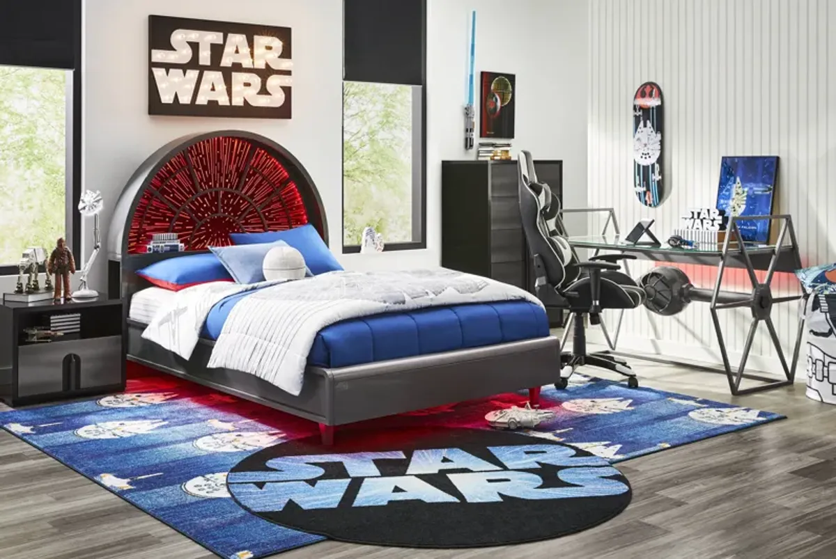 Star Wars Black Bedroom with Millennium Falcon Lightspeed Carbonite Full Platform Bed