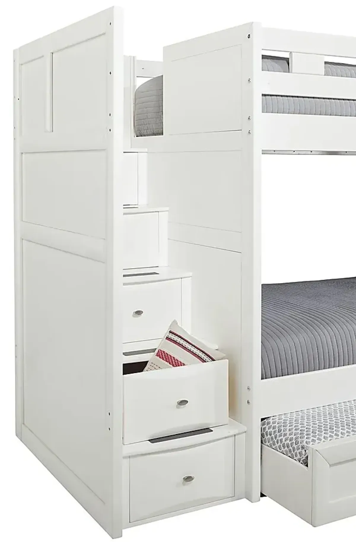 Ivy League 2.0 White Twin/Twin Step Loft with Chest