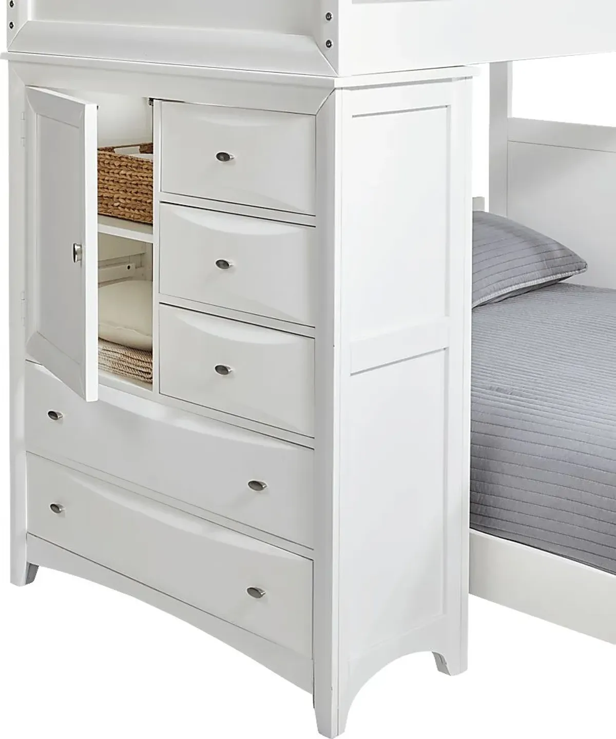 Ivy League 2.0 White Twin/Twin Step Loft with Chest