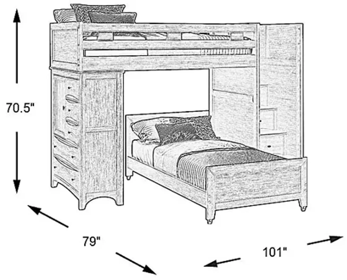 Ivy League 2.0 Walnut Twin/Twin Step Bunk with Chest