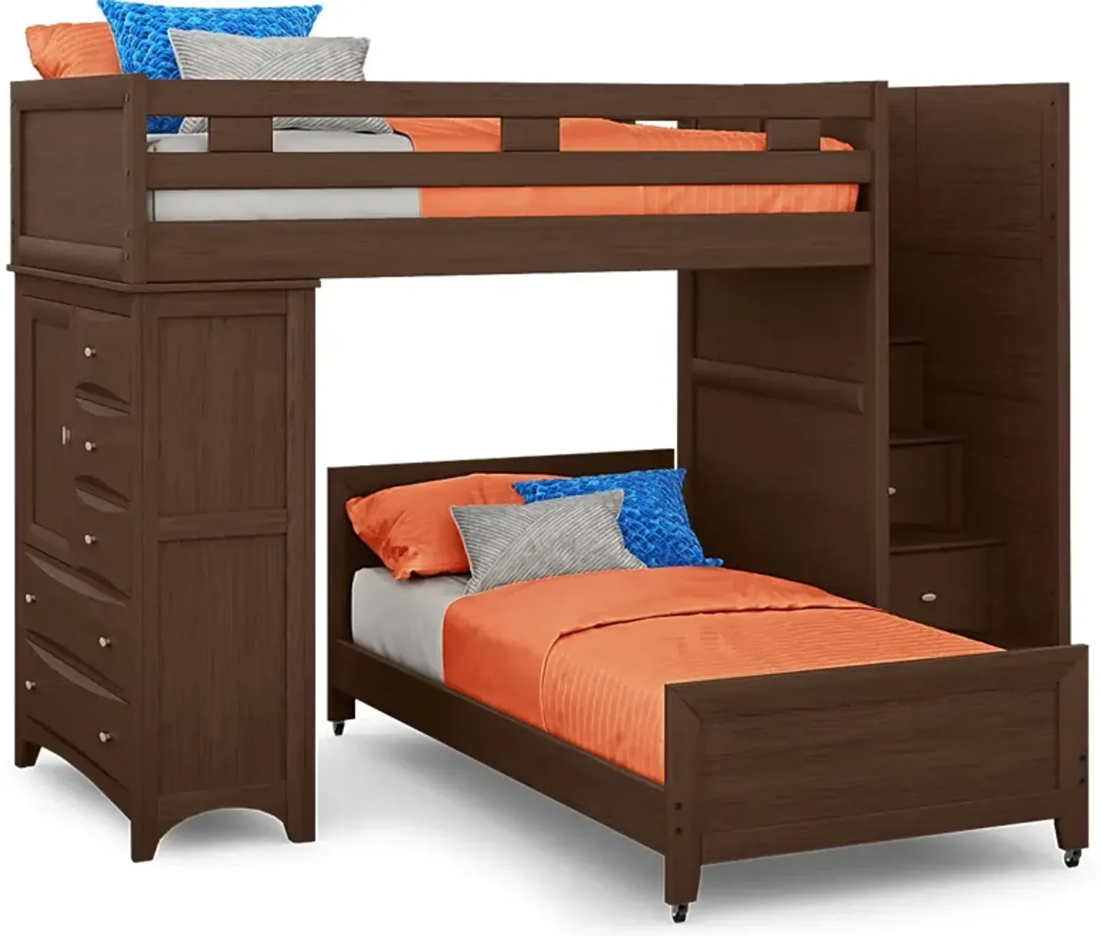 Ivy League 2.0 Walnut Twin/Twin Step Bunk with Chest