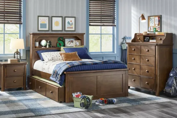 Kids South Bend Brown Cherry Twin Bookcase Bedroom