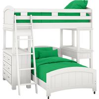 Kids Cottage Colors White Twin Loft Bunk with Desk and Dresser