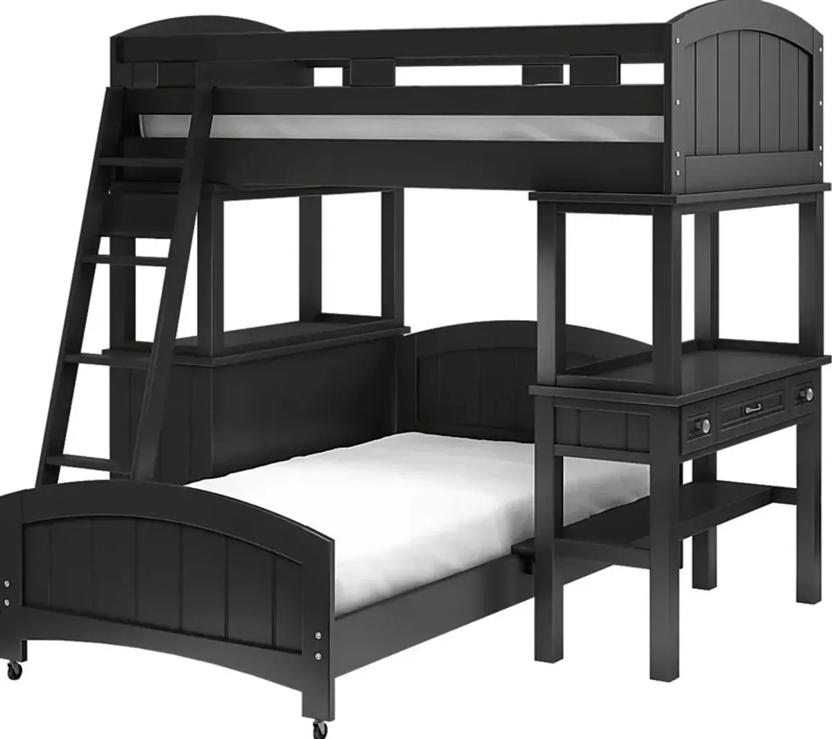 Kids Cottage Colors Black Twin Loft Bunk with Desk and Dresser