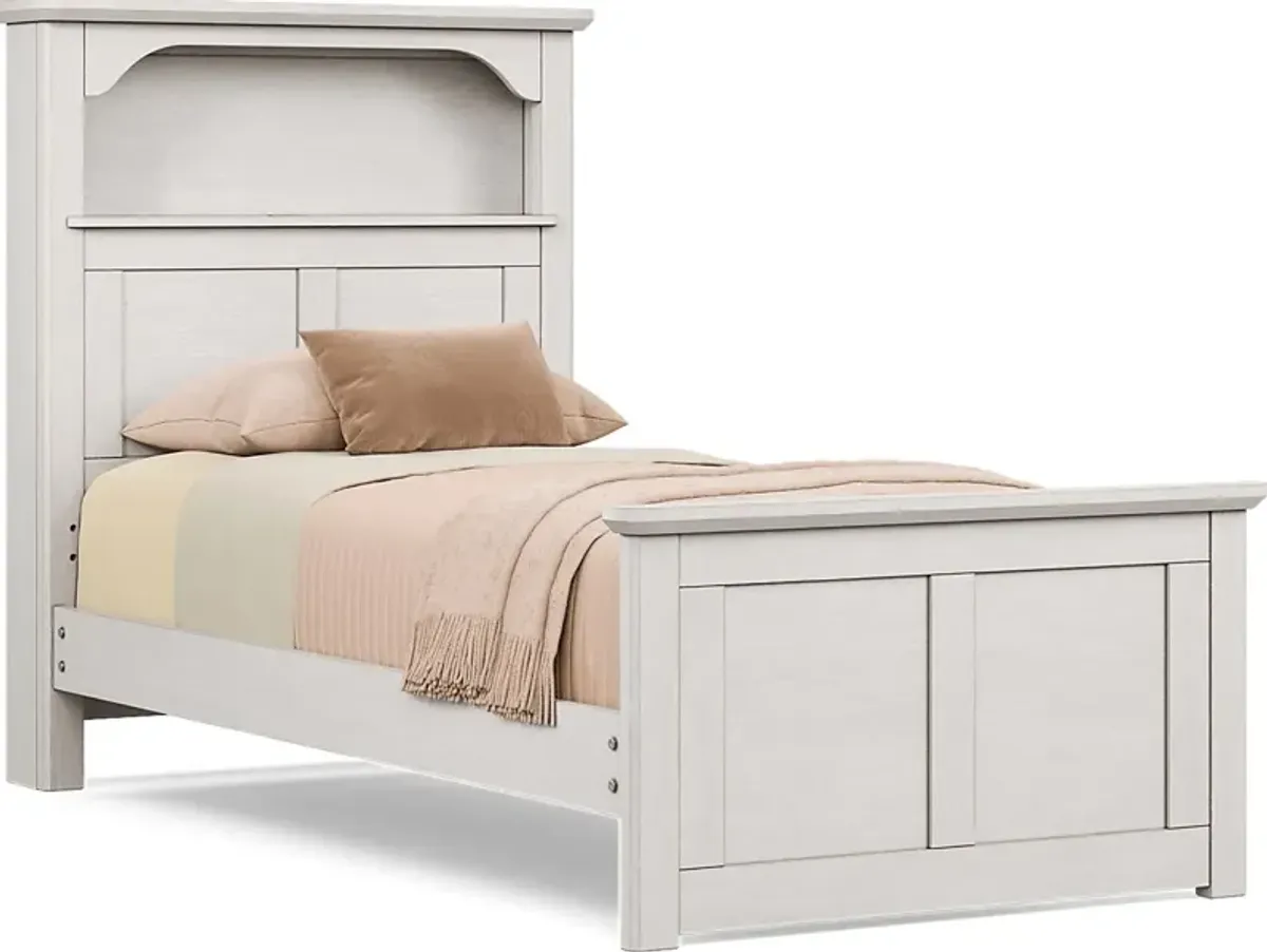 Kids South Bend Washed White 5 Pc Twin Bookcase Bedroom