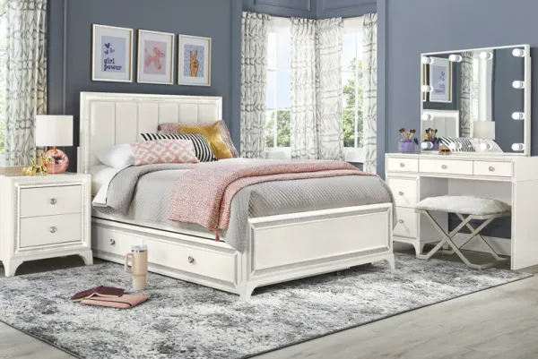 Kids Alyssa White Twin Lighted Bedroom