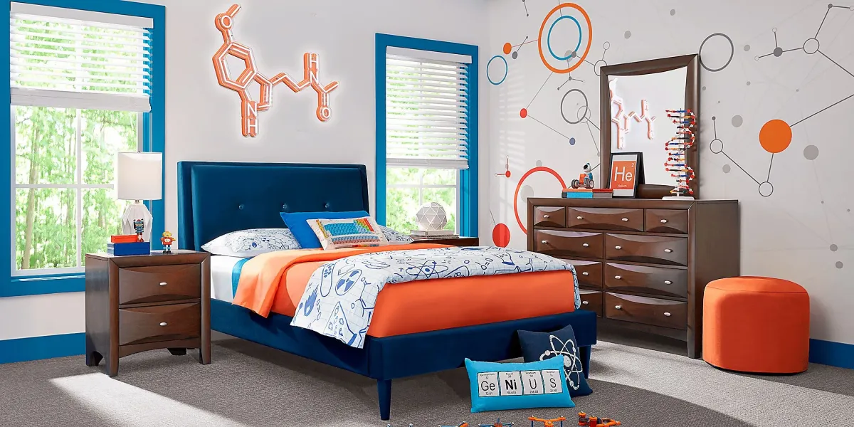 Kids Jaidyn Blue Twin Upholstered Bed