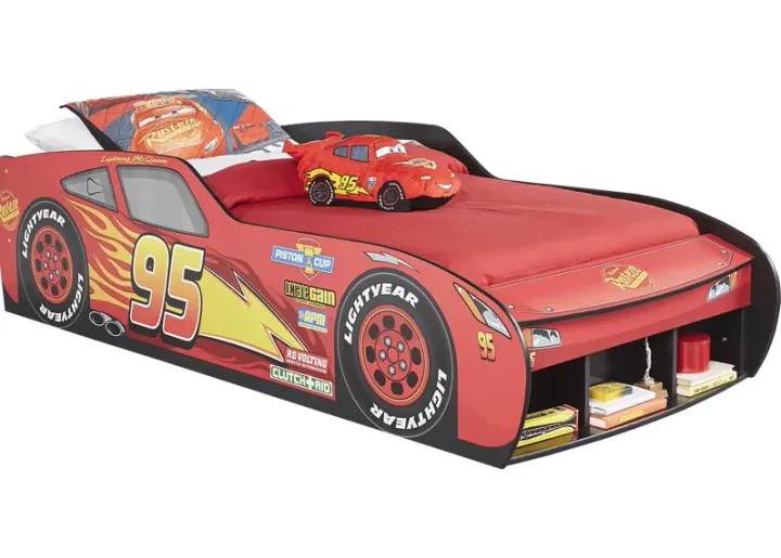 Disney Pixar Cars Lightning McQueen Red 3 Pc Twin Car Bed by Rooms To Go Furniture