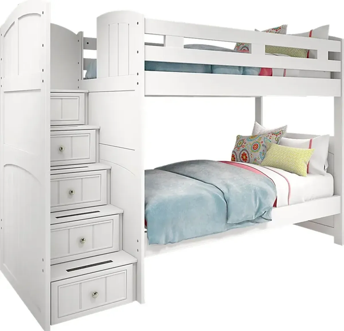 Kids Cottage Colors White Twin/Twin Step Bunk Bed