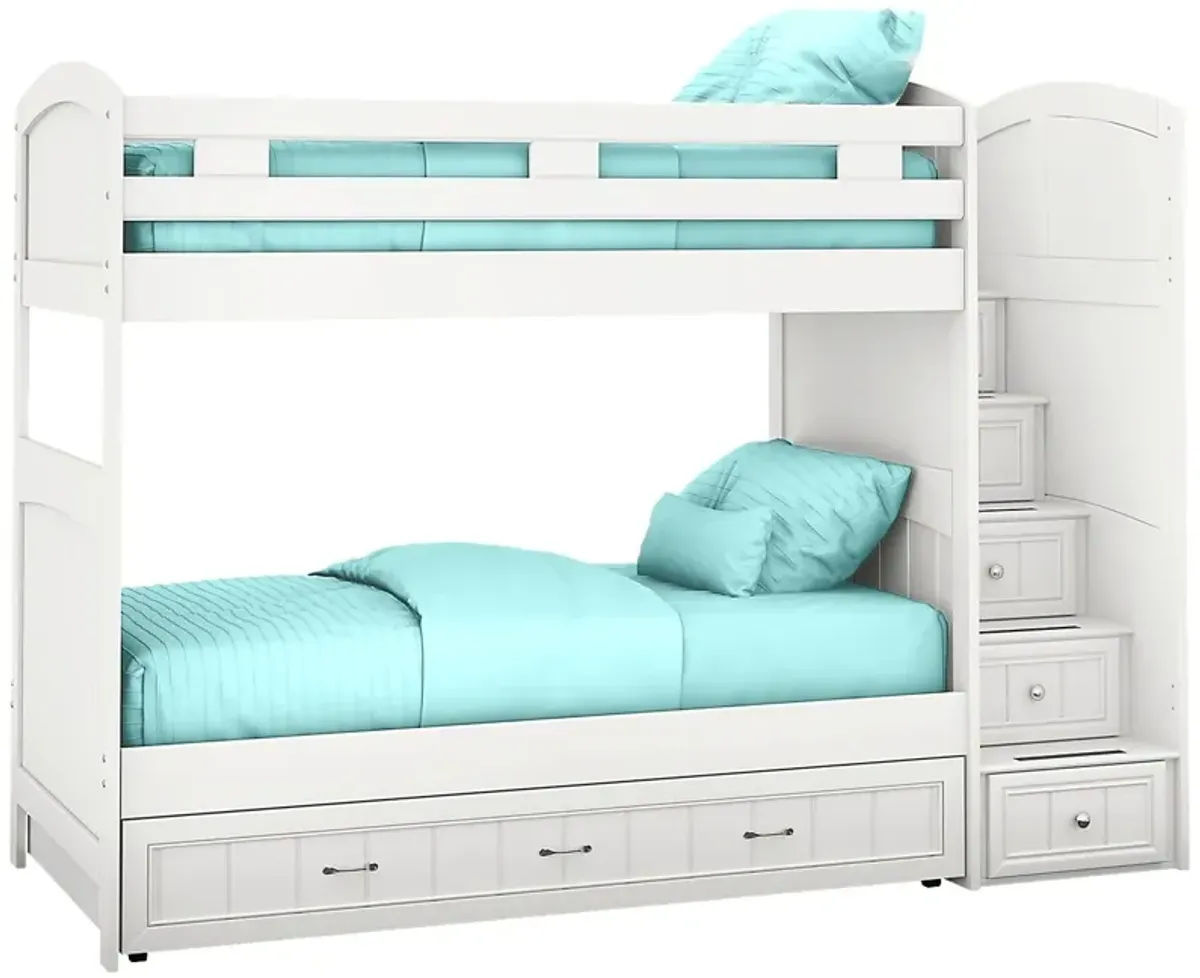 Kids Cottage Colors White Twin/Twin Step Bunk Bed