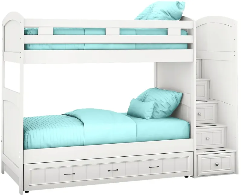 Kids Cottage Colors White Twin/Twin Step Bunk Bed