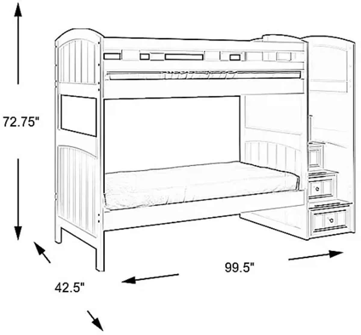 Kids Cottage Colors Black Twin/Twin Step Bunk Bed