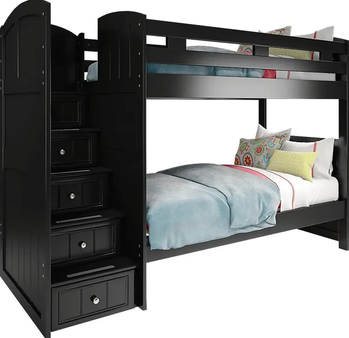 Kids Cottage Colors Black Twin/Twin Step Bunk Bed