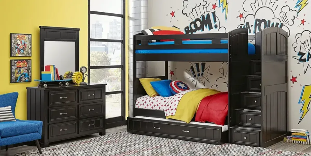 Kids Cottage Colors Black Twin/Twin Step Bunk Bed