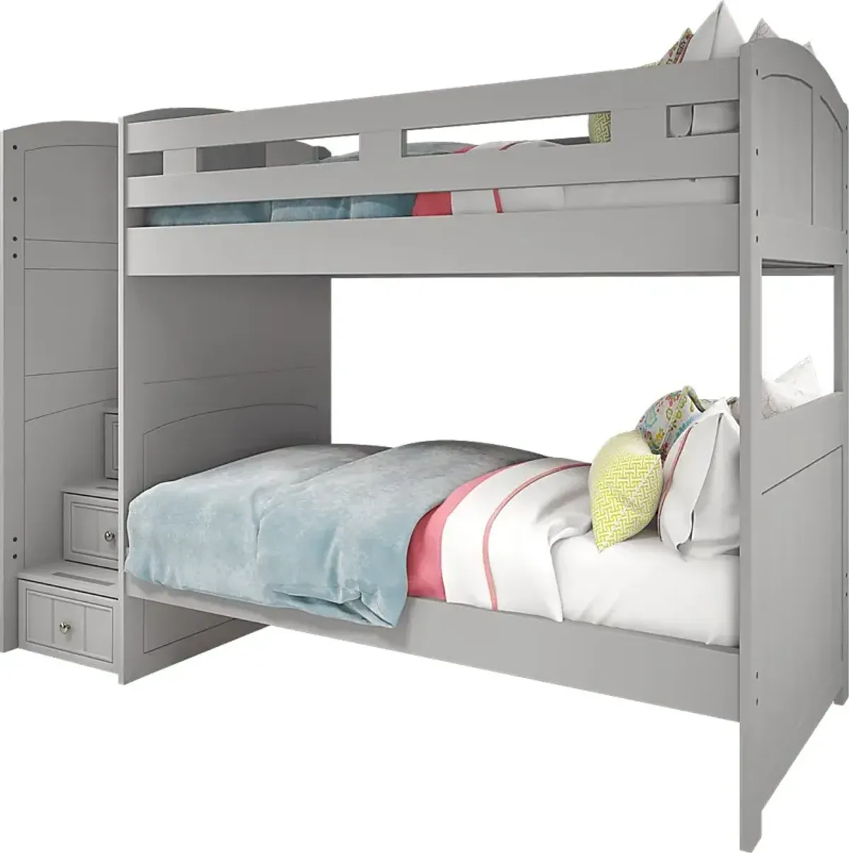 Kids Cottage Colors Gray Twin/Twin Step Bunk Bed