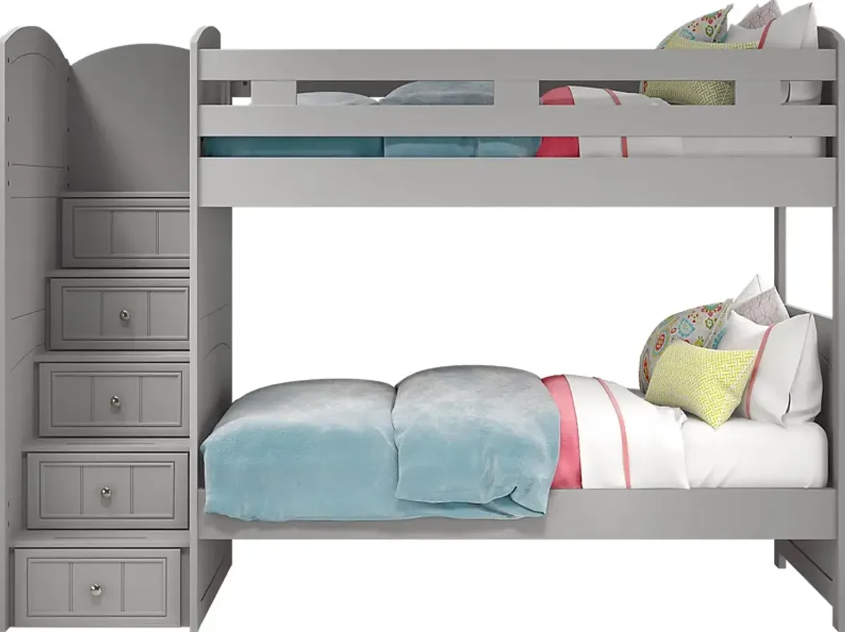 Kids Cottage Colors Gray Twin/Twin Step Bunk Bed