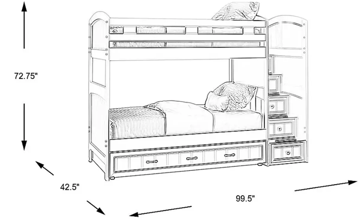 Kids Cottage Colors Gray Twin/Twin Step Bunk Bed