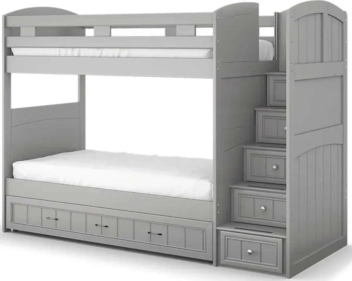 Kids Cottage Colors Gray Twin/Twin Step Bunk Bed