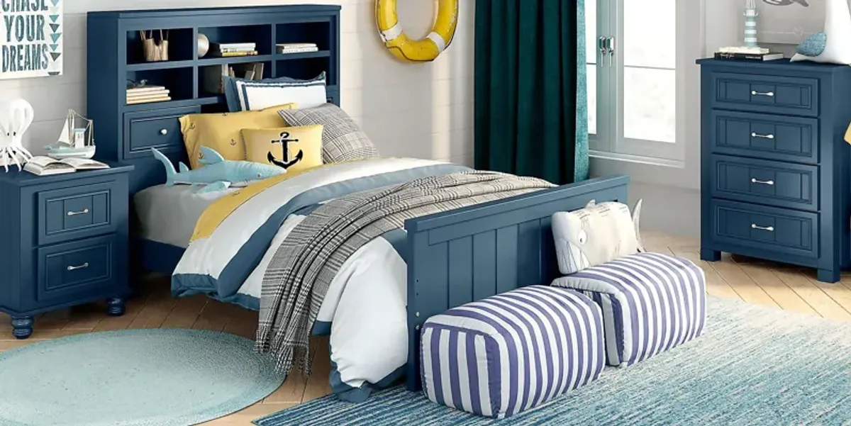 Kids Cottage Colors Navy 5 Pc Full Bookcase Bedroom